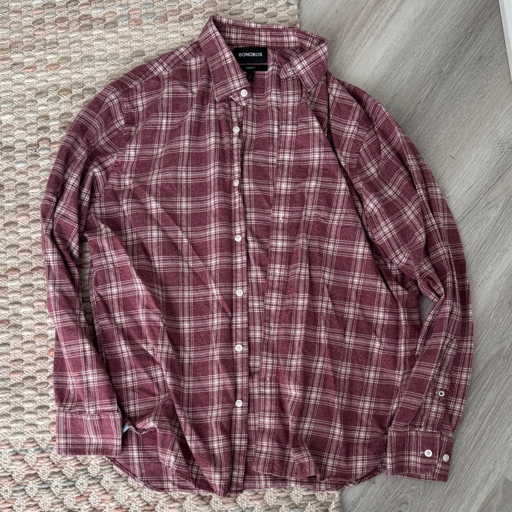 Bonobos Men's Maroon Checkered Shirt